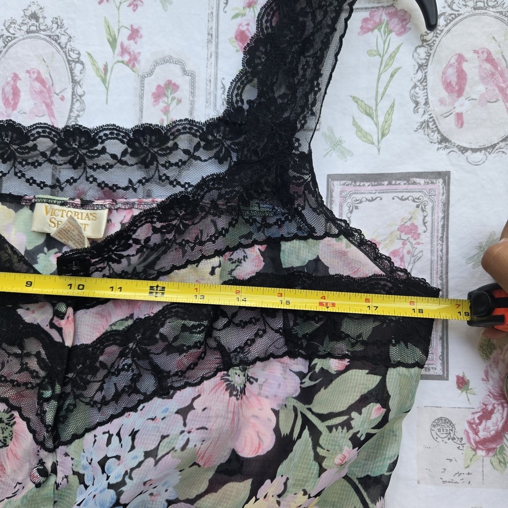 VTG Victoria's Secret Top Medium Cami Camisole Lace Abstract Floral Crop - Picture 5 of 6